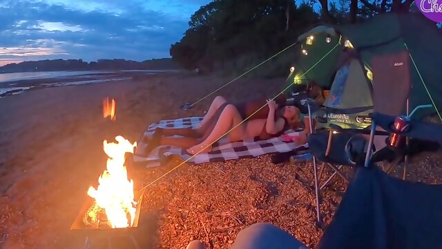 Young Blond Hotwife Fucks Her Bbc Bull While On Holiday Camping With Husband