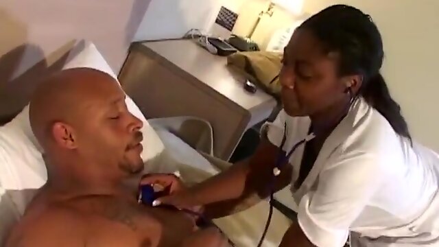 Hot Ebony Nurse Get Fucked Hard On The Bed