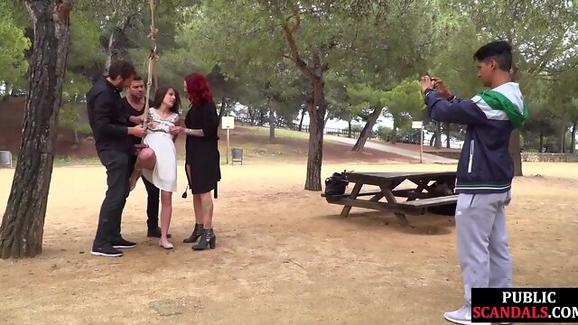 PUBLIC DISHONOR - DOMINATION & SUBMISSION flogged teenage sucks meaty peckers outdoor in public