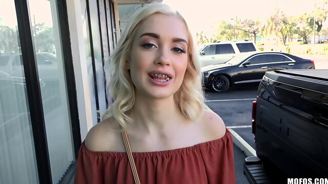 Sensual Blondie Braceface Teen POV video