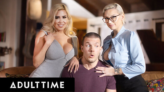 ADULT TIME - Lucky Guy Serves Up Cock In WILD THREESOME WITH STEPMOMS Kenzie Taylor And Caitlin Bell