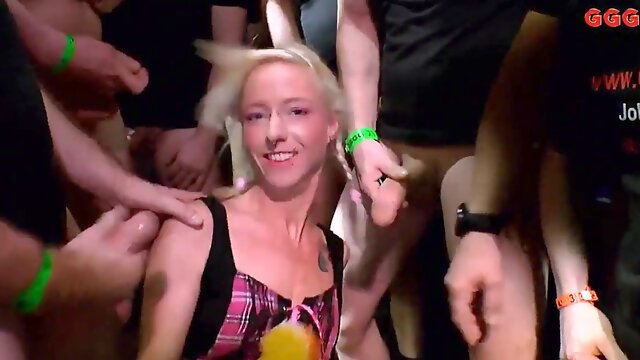 Adorable blonde MILF Takes Big Cocks - oral group sex hardcore with cumshot