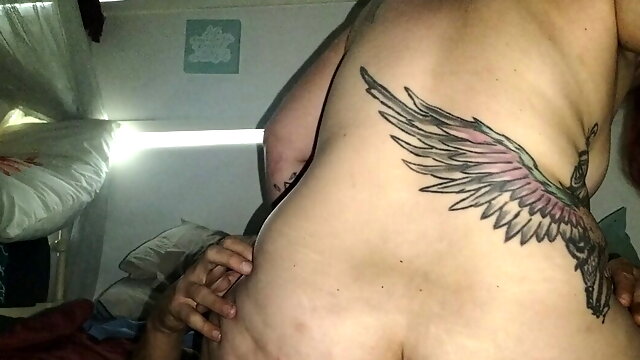 Sexy wife rides big cock while getting spanked and a big creampie 