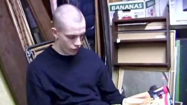 On his way home from work, Shane grabs a porn magazine and heads to the garage. There he strokes his hard cock, while eating his pre-cum, then pumps a wad on his belly.