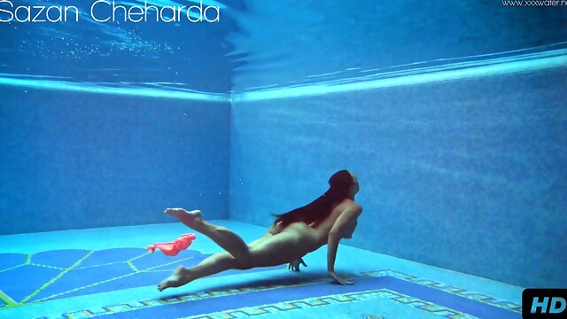 Hungarian naked Sazan Cheharda swimming teasing