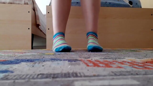 Beautiful Teen Solo, Striped Socks