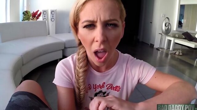 Lusty blonde chick with huge boobs Cherie Deville fucked in the missionary pose