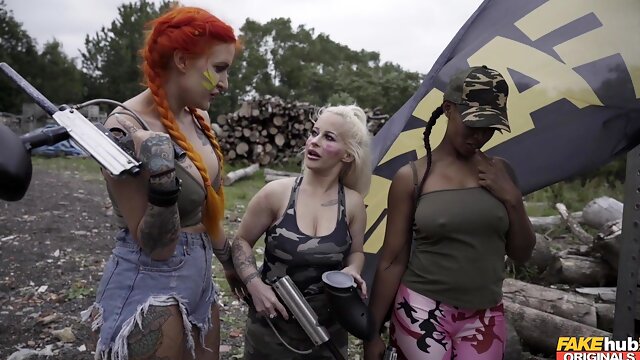 Paintballers Max Deeds & big tits redhead mom Alexxa Vice in interracial reality sex