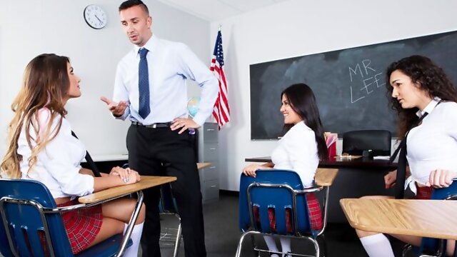 Deadly sex busty Latina August Ames fucked in the classroom