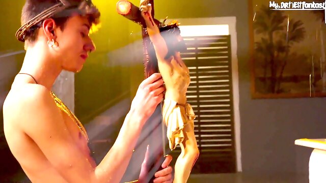 Steaming Christian twink gets his sins forgiven after imperious holy fucks him bareback!
