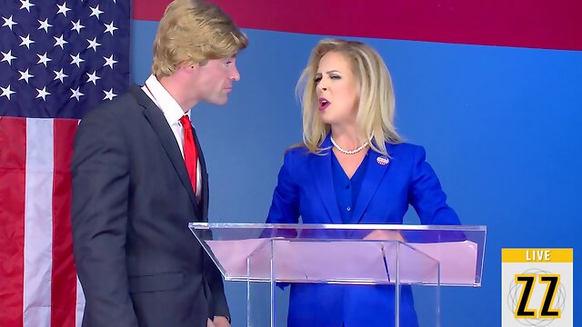 Blonde woman is fucking her political opponent