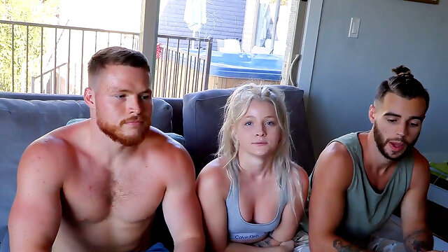 Threesome with a young blonde
