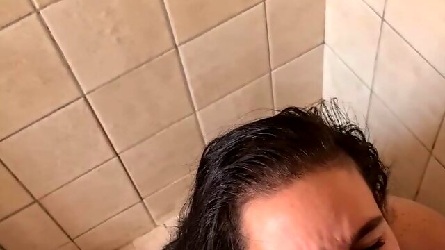 Slut get slapped when she does nor swallow the piss, POV shower piss