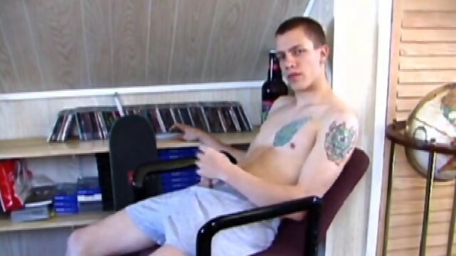 In this amateur solo masturbation scene, young Shane enjoys some downtime stroking his hard cock in a porn video. He works that meat with determination, before unloading his warm cum on her belly.