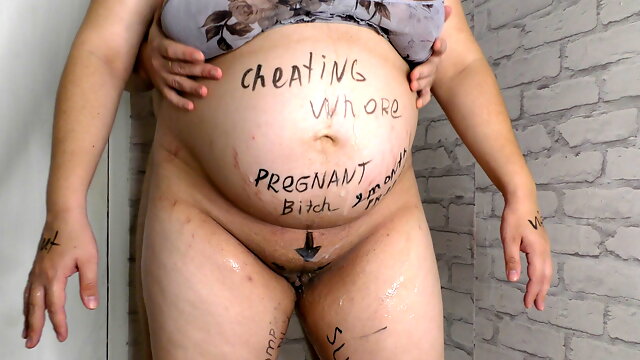 Huge Pregnant Belly, Pussy Cum Filled, Pregnant Gangbang