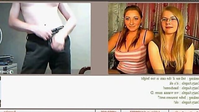 Two Girls Love Watching A Guy Wanking On Webcam