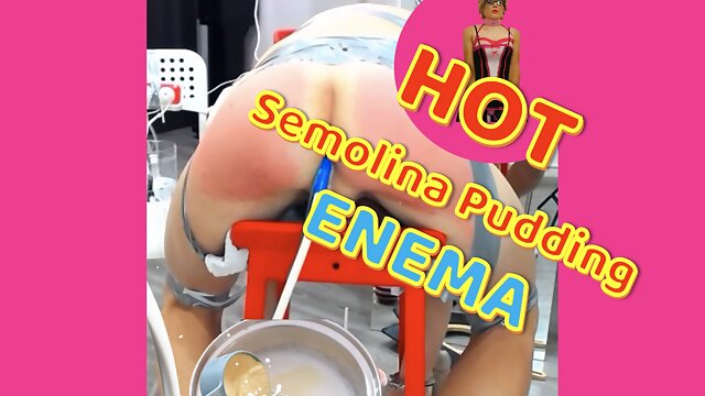Hot Semolina Pudding Enema for Big Ass Hard Punishment