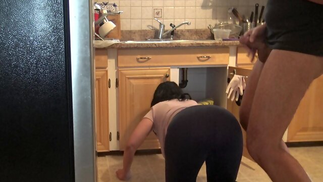 Stepmom Almost Caught Me But Finally I Cum Over Her Ass!!!