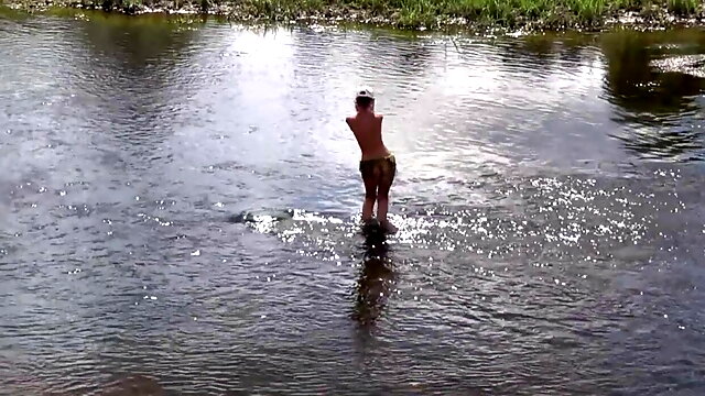 Nude bathing in Derzha-river