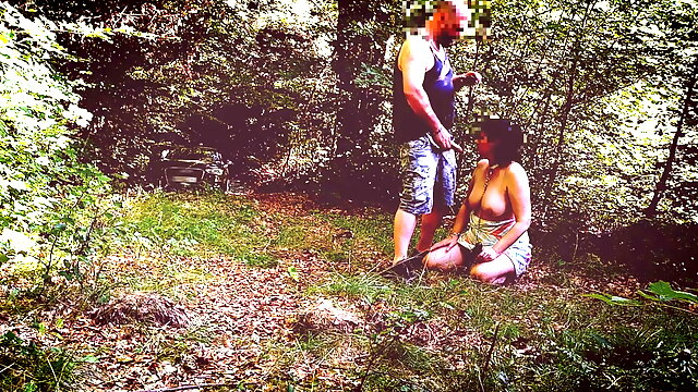 Submissive wife trains in the forest