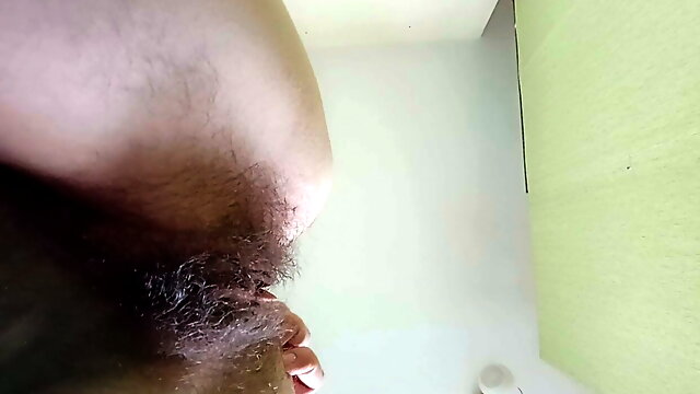 My butts are itching today. Fart. Hairy pussy with open lips closeup. 