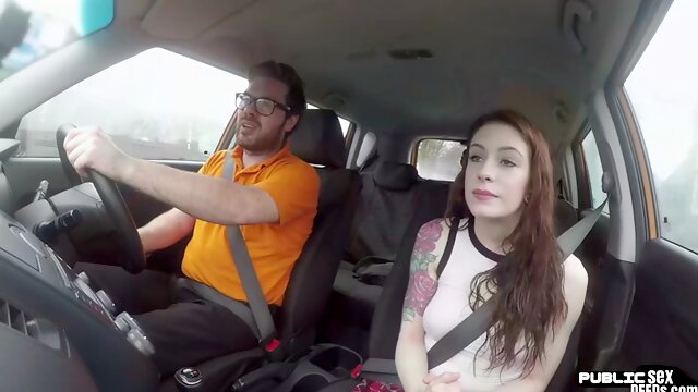 Driving student redhead babe public fucked outdoors