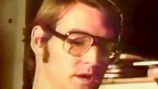 Oldschool nerd gets lucky with hot redhead.vintage clip