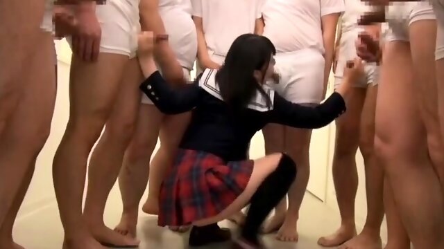 Japanese Schoolgirl Gangbang