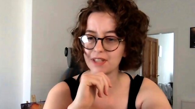 Cute curly brunette solo webcam masturbation