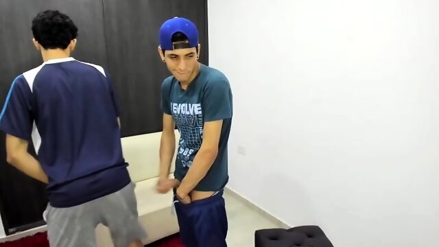 Gay twink masturbates on webcam