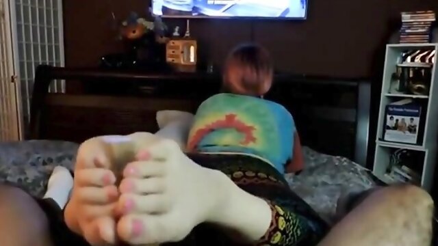 Cute Nerdy Girl in glasses Footjob 28