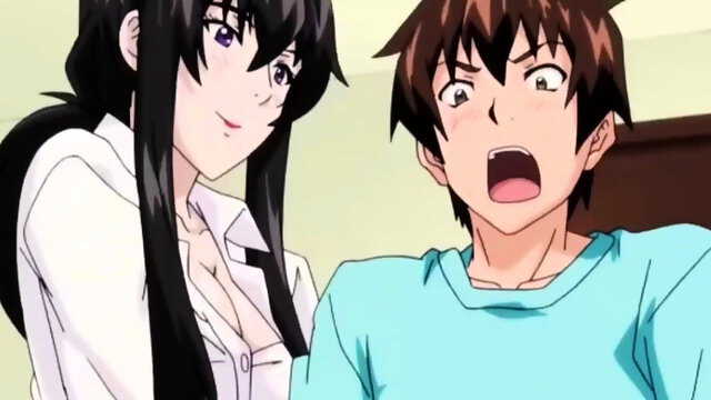 Busty anime MILF fucks a schoolboy gamer - Uncensored Scene