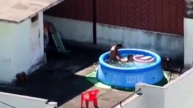 Girls watching couple fuck at pool CFNM