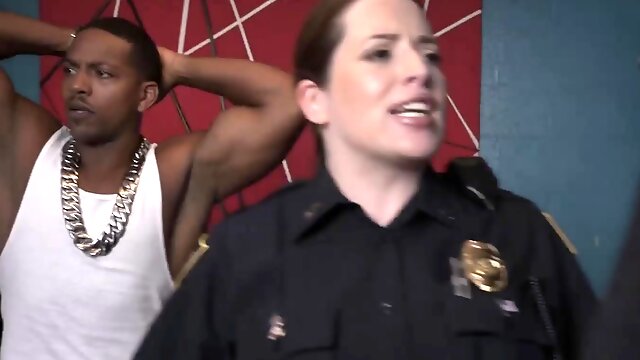 Milf cops make rapper tt rub them down as he bangs them hard