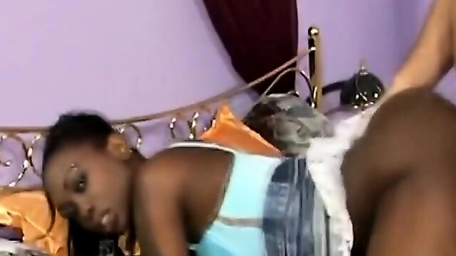 African Teen Gets Banged By White Rod In Doggy Style