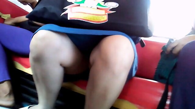Hot Asian bimbo rides the bus with her smoking hot legs sho