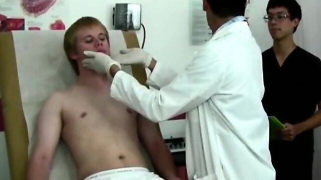 Naked male teenagers physical and old doctor exam on young b