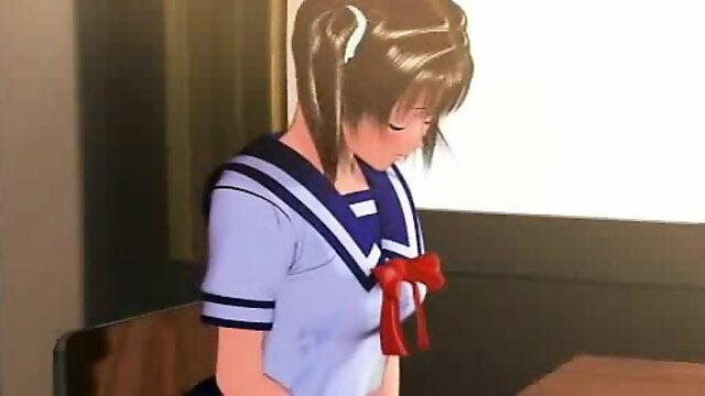 Shy 3D hentai schoolgirl show tits