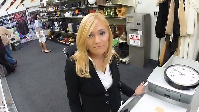 Sultry milf having sex with pawnkeeper in the backroom