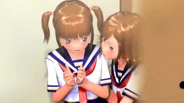 Two 3D anime schoolgirls gets nailed