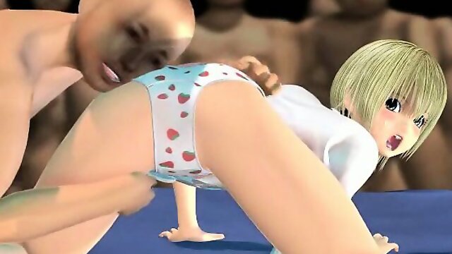 3D anime girl gets facialized in gangbang