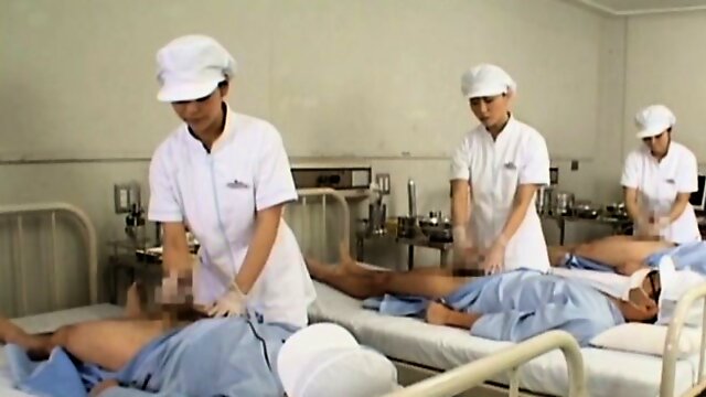 Japanese nurses giving handjob to patients