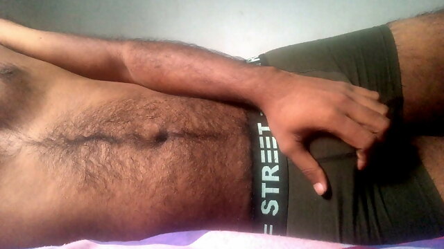 Black hairy daddy masturbation on underwear 