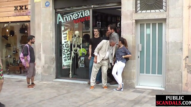 Public ballgagged slut fucked and whipped in front everyone