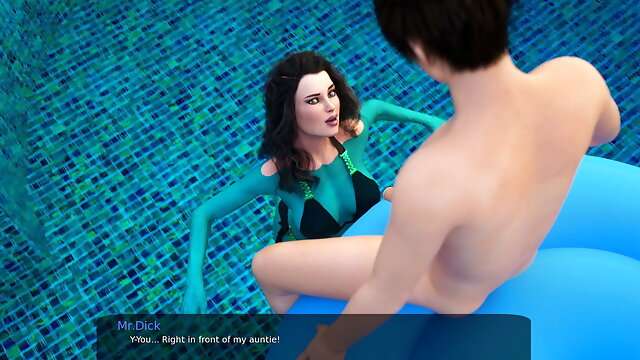 MILFY CITY - Sex scene #13 - Blowjob in Swimming Pool - 3d game
