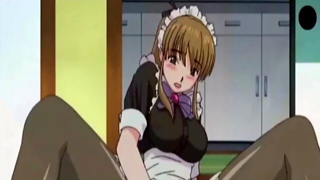 Maid masturbates hard while her boss watches