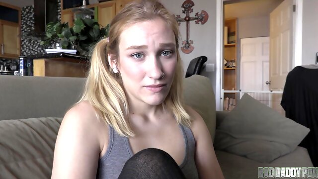 Cum swallow POV after the cute stepdaughter endures some heavy rounds