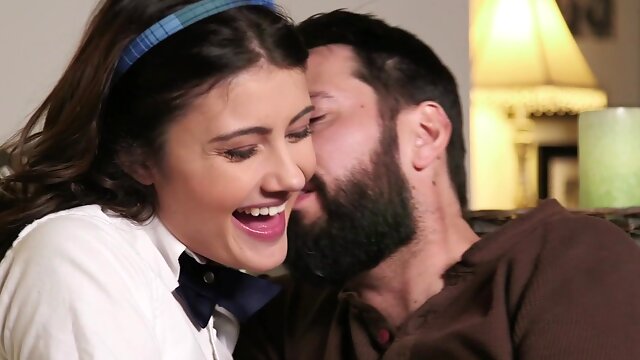 Teen beauty loves stepdads cock so much