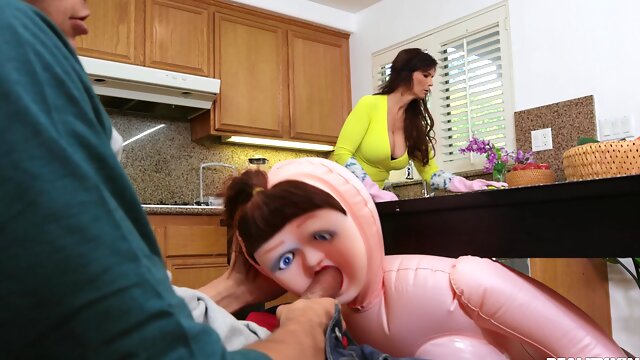 Shocked stepmom Syren De Mer discovers her boy using a blow up doll