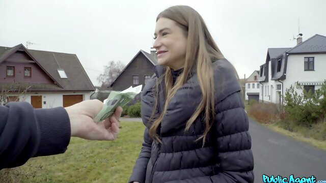 Horny teen babe accepts random mans proposal to fuck for cash